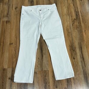 LOFT WOMENS MODERN KICK CROP MID RISE WHITE JEANS Sz 29/8